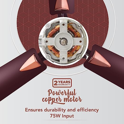 Hindware Lira 1200mm Designer 3 Blade Ceiling Fan with Premium Paint Finish and Dust Resistant Aluminium Aerodynamic Blades For Even Air Distribution (Brown) (open box) Hindware Lira 1200mm Designer 3 Blade Ceiling Fan with Premium Paint Finish and Dust Resistant Aluminium Aerodynamic Blades For Even Air Distribution (Brown) (open box)